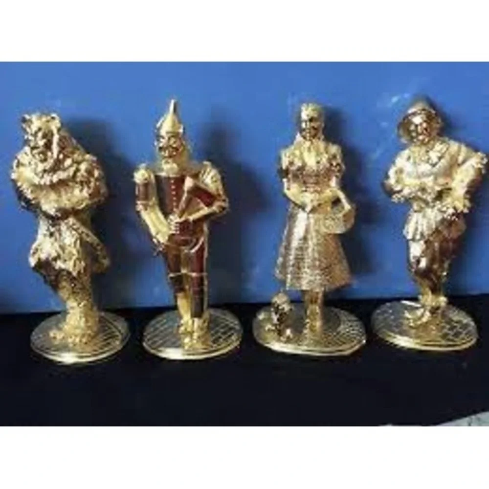Wizard of Oz 24K Gold Plated Statue Set Carver E Tripp 1989 Commemorative 4pc